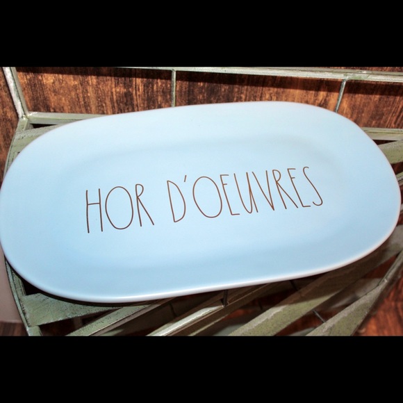 Rae Dunn HOR D'OEUVRES blue/gold serving platter - Picture 5 of 16